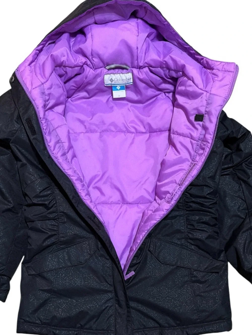 Columbia Girls Razzmadazzle Hooded Coat Jacket Purple Black Size Medium